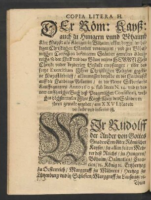 Copia Litera H. Der Röm: Kayß: [...]