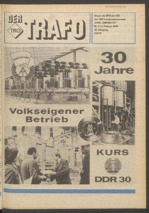 TRO-Betriebszeitung 'Der Trafo'; Nr. 3/1979 (5. Februar 1979)