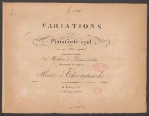 Variations pour le Pianoforte seul sur une Thême original : Oeuv. 4