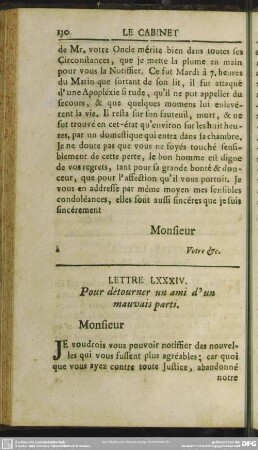 Lettre LXXXIV. Pour detourner un ami d'un mauvais parti
