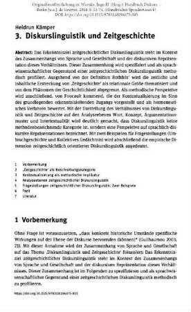 Diskurslinguistik und Zeitgeschichte