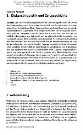 Diskurslinguistik und Zeitgeschichte