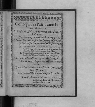 Colloquium Patris cum Filiola defunctura.