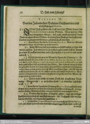 Titulus II. Von Insonderheit Bestelten Geschworenen und Eydpflichtigen Medicis