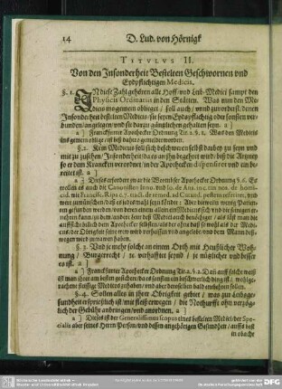 Titulus II. Von Insonderheit Bestelten Geschworenen und Eydpflichtigen Medicis