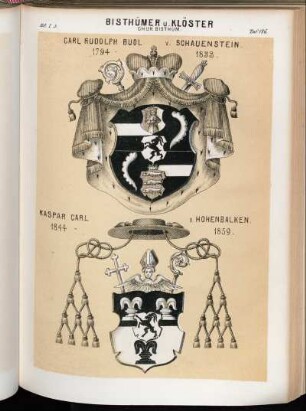 Taf. 186. Chur Bisthum. - Carl Rudolph Buol v. Schauenstein. 1794 - 1833. - Kaspar Carl v. Hohenbalken. 1844 - 1859