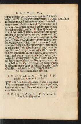 Argumentum In epistolam Pauli ad Ephesios.