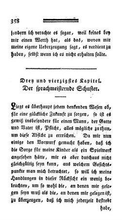 Drey und vierzigstes Kapitel. - Der sprachmeisternde Schuster
