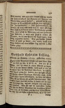 6. Gotthold Ephraim Lessing, geboren zu Kamenz 1729. gestorben 1781.