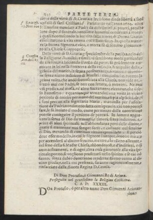 Cap. XXXIII. Di Don Protasio, ò Giovanni Re di Arima. Perseguita nel gentilesimo la Religione Cristiana
