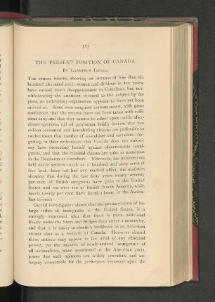 The Present Position of Canada.