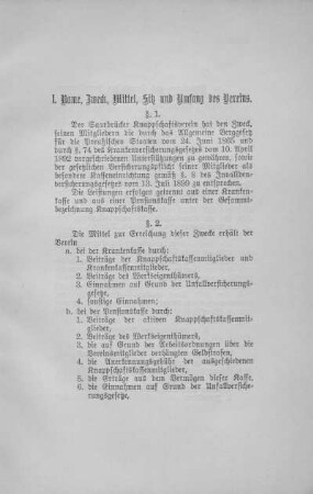 I. Name, Zweck, Mittel, Sitz und Umfang des Vereins.