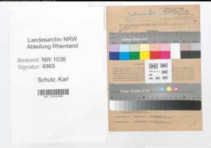 Entnazifizierung Karl Schulz , geb. 18.10.1905 (Rohrleger)