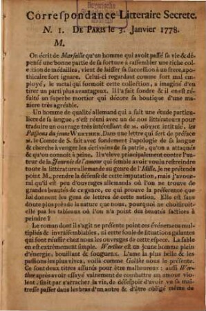 Correspondance littéraire secrète. 1778