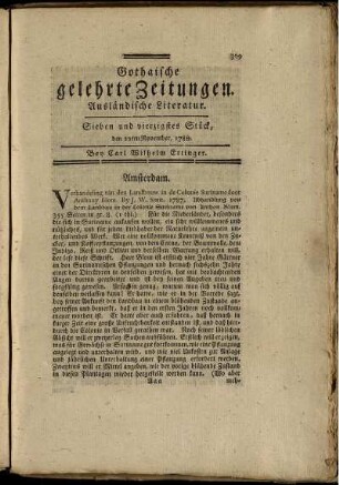 Sieben und vierzigstes Stück, den 22ten November, 1788.