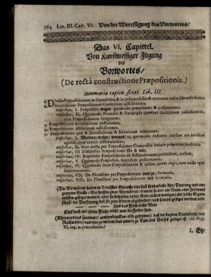 Das VI. Capittel. Von der kunstmessiger Fügung des Vorwortes ...