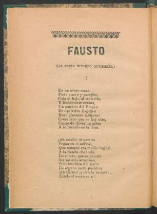 Fausto : (Al poeta Ricardo Gutierrez)