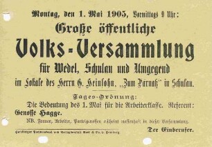 Flugblatt mit Aufruf zur Volks-Versammlung