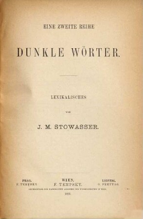 Dunkle Wörter eine ... Reihe dunkler Wörter, 2