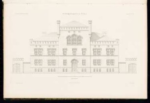Schuldgefängnis, Berlin: Vorderansicht (aus: Atlas zur Zeitschrift für Bauwesen, hrsg. v. G. Erbkam, Jg. 15, 1865)