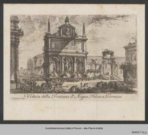 Venuti, Ridolfino: Accurata e succinta descrizione topografica e istorica di Roma moderna : Vedute der Piazza di San Bernardo in Rom mit der Fontana del Mosè