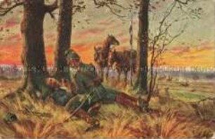 Soldat mit sterbendem Kameraden