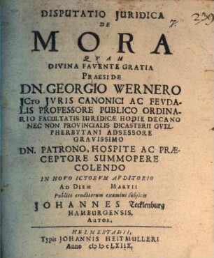 Disp. iur. de mora