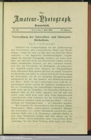 Verwerthung der Chlorsilber- und Chlorgold-Rückstände
