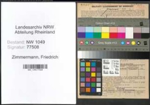 Entnazifizierung Friedrich Zimmermann , geb. 16.12.1891 (Uhrmacher)