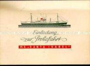 Einladungskarte zur Probefahrt des M.S. "Santa Isabel"