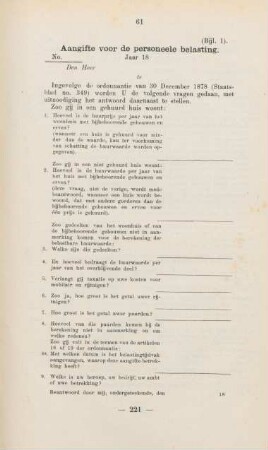 Bijl. 1. Aangifte voor de personeele belasting