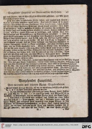 Vierzehender Hauptittul. Von curieusen und seltenen Natur-Begebenheiten