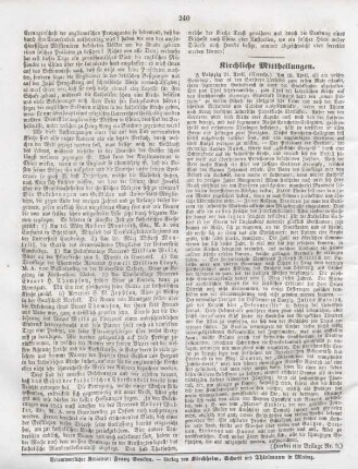 240 Kirchliche Mittheilungen