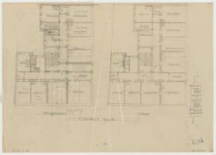 Thiersch, August ; München, Ismaningerstr.; Wohnbebauung - Grundriss EG, Grundriss 1. OG