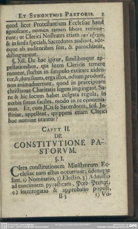 Caput II. De Constitutione Pastorum
