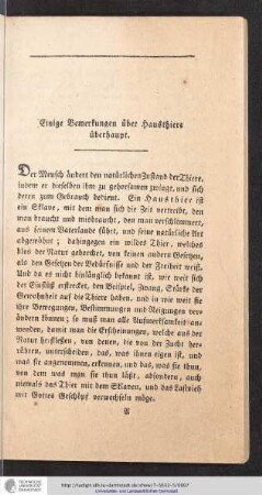 Einige Bemerkungen über Hausthiere überhaupt