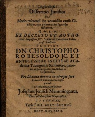 De modo referendi seu votandi in causis civilibus tam primae quam secundae instantiae