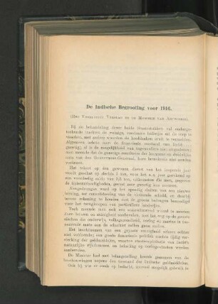 De Indische Begrooting voor 1916, door W. J. Ketjen.