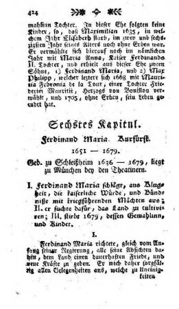 Sechstes Kapitul. Ferdinand Maria Kurfuerst