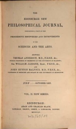The Edinburgh new philosophical journal. 2, 2. 1855
