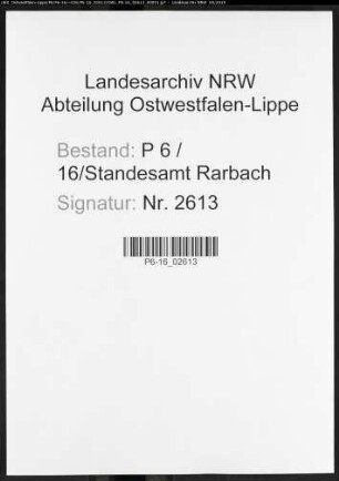 Sterberegister Standesamt Rarbach