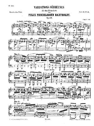 Felix Mendelssohn-Bartholdys Werke, 11,63. Nr. 63, Variations sérieuses : op. 54. - 13 S. - Pl.-Nr. M.B.63