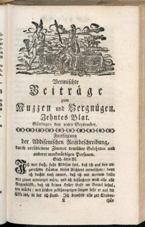Zehntes Blat, ... den 10ten September