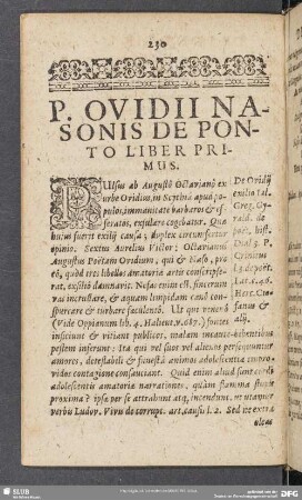 P. Ovidii Nasonis De Ponto Liber Primus
