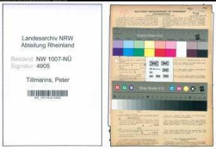 Entnazifizierung Peter Tillmanns , geb. 21.03.1916 (Maler)