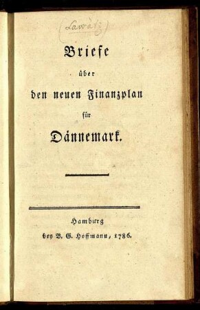 Briefe über den neuen Finanzplan für Dännemark