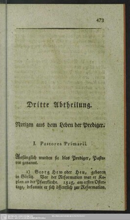 Dritte Abtheilung. Notizen aus dem Leben der Prediger