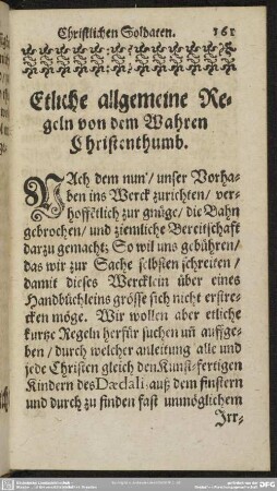 Etliche allgemeine Regeln von dem Wahren Christenthumb
