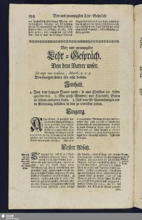 Vier und zwantzigstes Lehr-Gespräch. Von dem Vatter unser