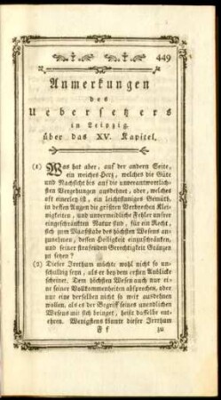 Anmerkungen des Uebersetzers in Leipzig. über das XV. Kapitel.